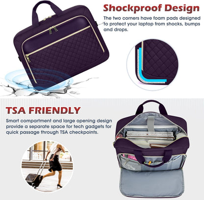Laptop Bag 17 Inch Laptop Briefcase for Women Waterproof Computer Messenger Bag Professional Laptop Case for Business Work - PuriLite