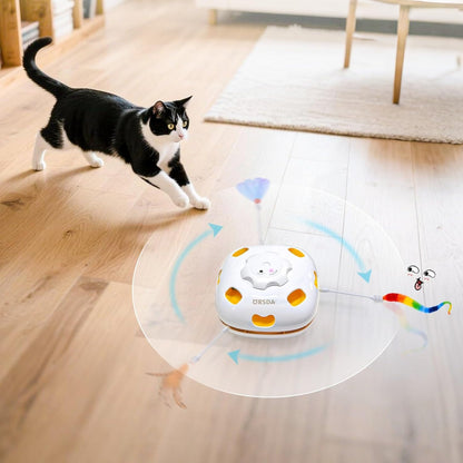 ORSDA Cat Toys Interactive, 4 in 1 Automatic Cat Toy, Hide and Seek, Whack a Mole, Magic Wand, Chasing Feather, with 4 Replacements, USB Rechargeable, for All Breed Sizes