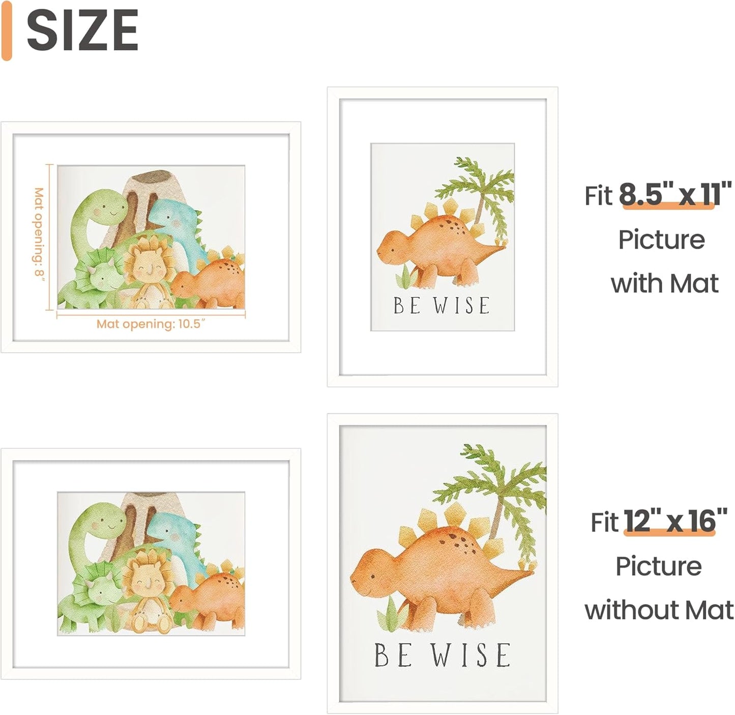 upsimples 11x14 Picture Frame, Display Pictures 8x10 with Mat or 11x14 Without Mat, Wall Hanging Photo Frames, Black