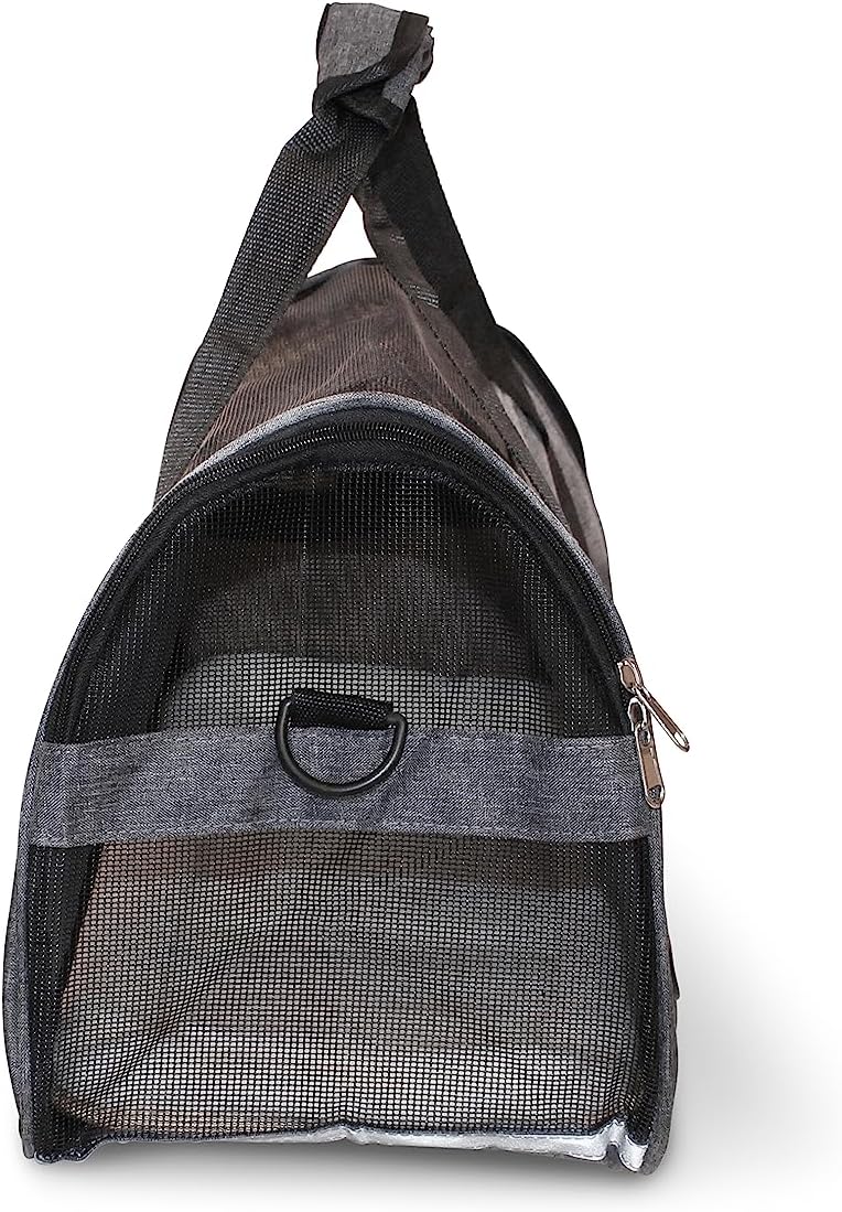 LuggageKing Soft-Sided Pet Carrier Travel Bag - Dog Carrier for Very Small Dogs, Medium-Sized Cat Carrier - Shoulder Strap, Buckle Zippers (M) (Dark Grey)