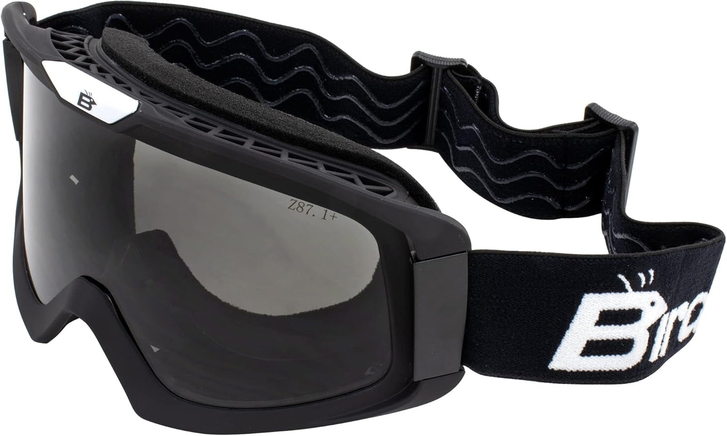 Birdz Eyewear Pelican Fitover Padded ATV Motorcycle Riding Over The Glasses (OTG) Goggles Black