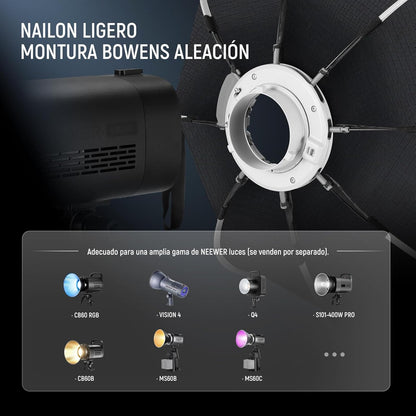 NEEWER 35.4'' Octagonal Softbox, Quick Release Parabolic Soft Box with Bowens Mount, Diffusers, Grid, Bag Compatible with Aputure 120d Compatible with Godox SL60w NEEWER Q4 AS600B CB300B Q300, NS92P