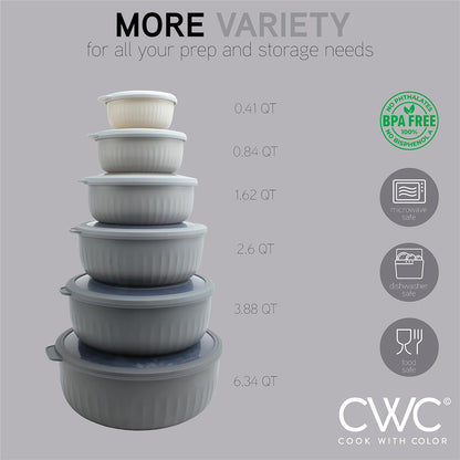 COOK WITH COLOR Prep Bowls with Lids- 8 Piece Nesting Plastic Small Mixing Bowl Set with Lids (Teal Ombre)