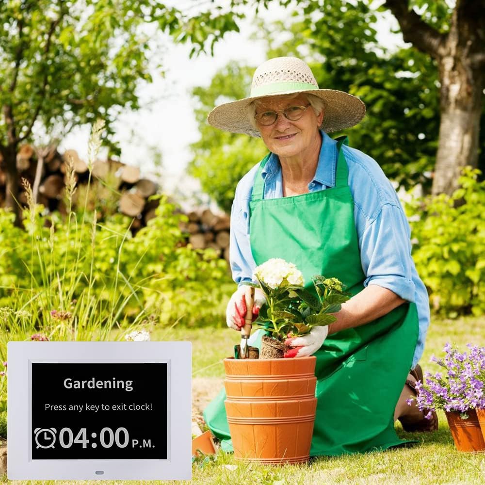 [2025 Newest] Digital Day Calendar Clocks 3 Medicine Reminders Extra Large 8 Inch Non-Abbreviated Day Date Month Dementia Senior Clock for Eldarly Memory Loss Vision Impaired Clock