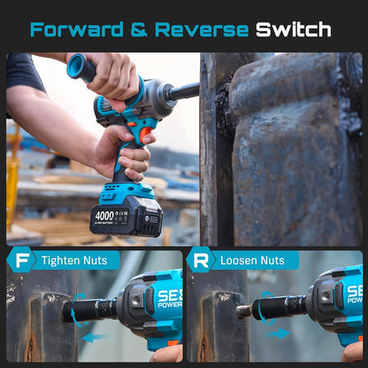 Seesii Cordless Impact Wrench 1600N.m, Brushless Motor Impact Driver