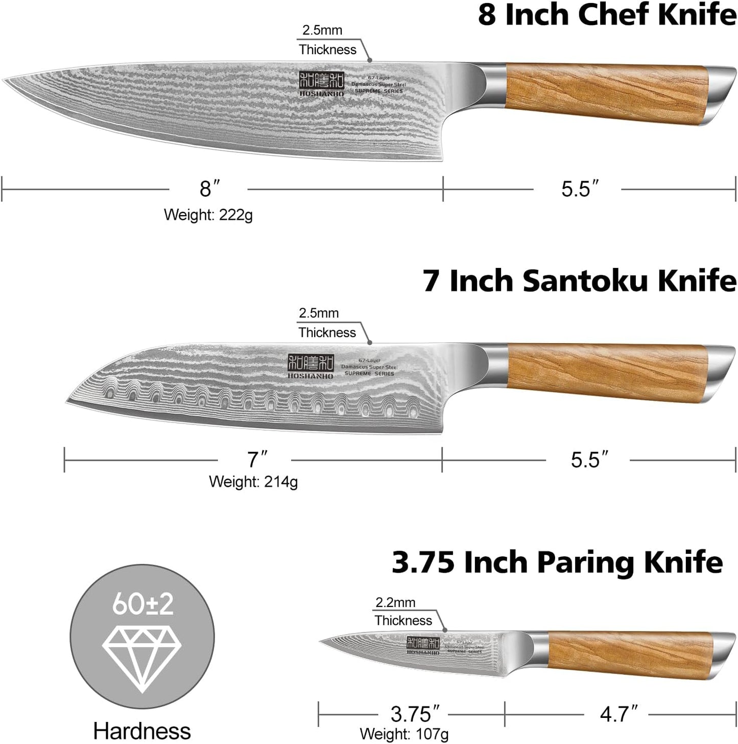 HOSHANHO Damascus Fillet Knife 7 Inch, Professional VG-10 Super Steel Boning Knife, Ultra Sharp Fish Knife with Ergonomic Handle