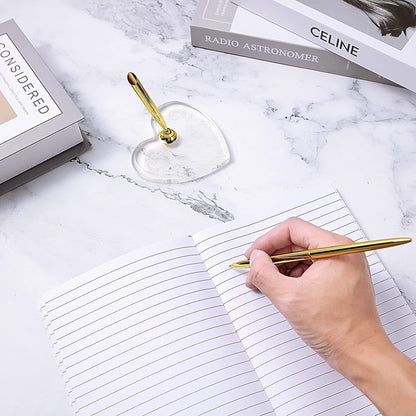 2 Sets Acrylic Heart Pen Holder With Ink Pens, Signing Set Guest Book Accessories For Wedding Bridal Engagement Favors Opening Ceremony Graduation Parties Office Transparent Pen Display Stand