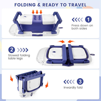 Baby Bathtub, Newborns Bath Essentials, Portable Bath tub For Infant 0-24 Months，Baby Shower Gifts With Soft Cushion,Temperature Sensor and Tray