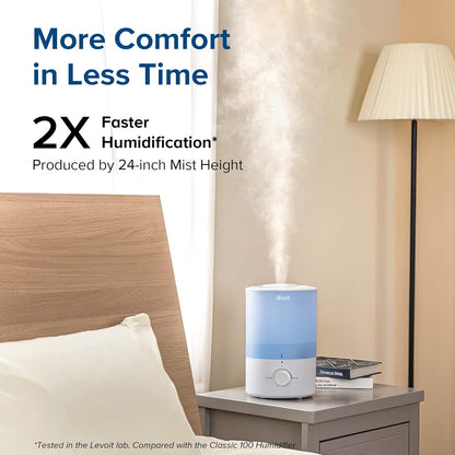 3L Cool Mist Humidifier for Bedroom and Large Room Top Fill Quiet Ultrasonic Humidifier with 360 Degree Nozzle for Nursery Home and Plants - PuriLite
