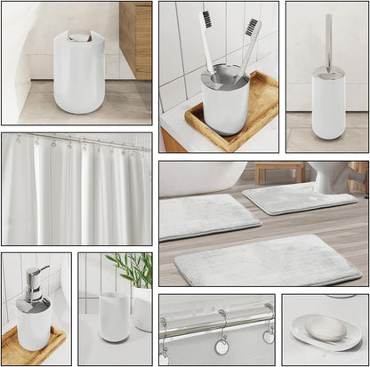 Clara Clark Bathroom Set - Gray Bathroom Accessories Set, Bathroom Sets with Shower Curtain and Rugs, 23PC Shower Curtain Set with Liner, Soap Dispenser, Soap Dish, Toilet Brush Holder, and Trash Can