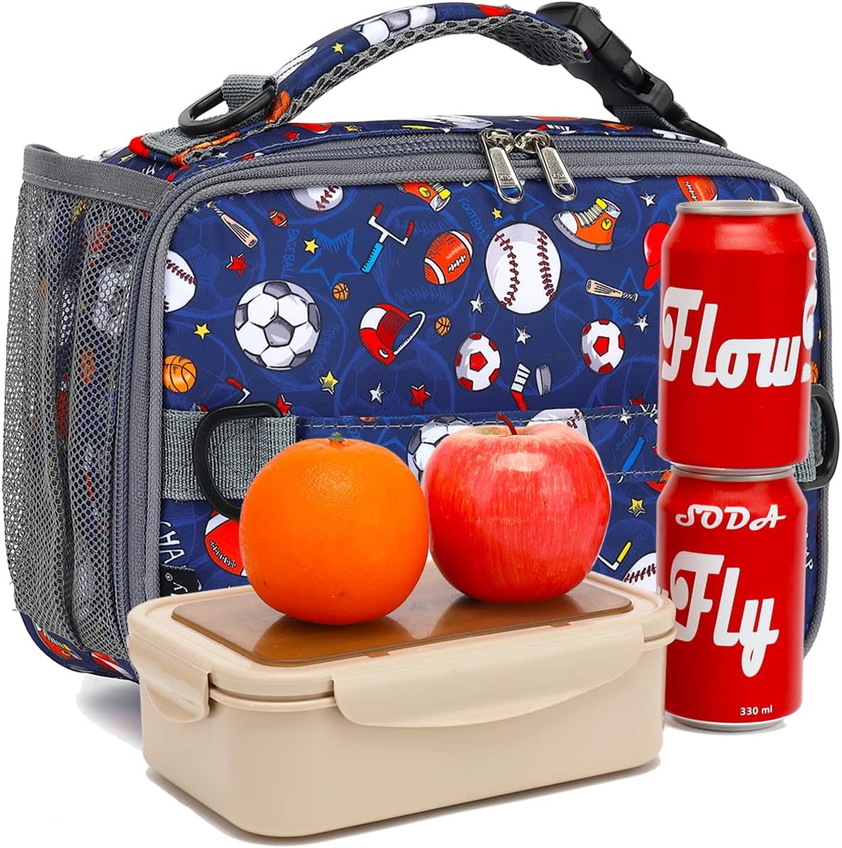 FlowFly Kids Lunch Box Insulated Soft Bag Mini Cooler Back to School Thermal Meal Tote Kit for Girls, Boys, Black