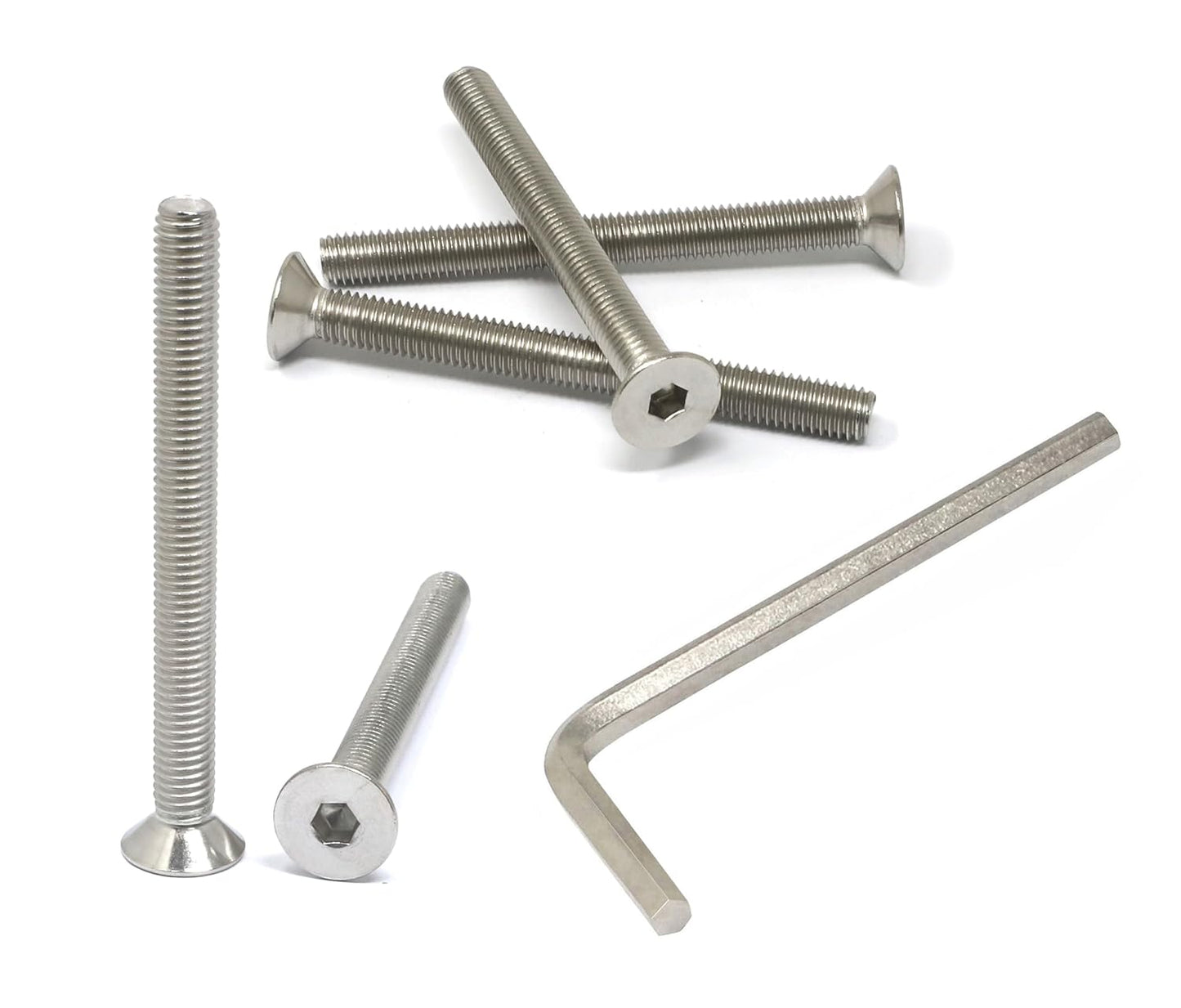 iexcell 5 Pcs M8 x 80mm Thread Pitch 1.25 mm Stainless Steel 304 Hex Socket Flat Head Cap Screws Bolts Kit