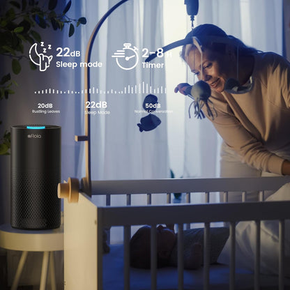 Afloia Air Purifier for Home Large Room Up to 1076 Ft², 3-Stage Air Cleaner for Bedroom 22 dB, Air Purifiers for Pets Dust Dander Mold Pollen, Odor Smoke Eliminator, Kilo White, 7 Color Light - PuriLite