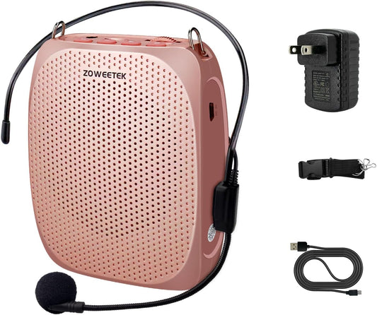 ZOWEETEK Voice Amplifier with Microphone Headset,1800mAh Rechargeable Portable Amplifier for Teachers, Tour Guide,Yoga,Fitness, Training, Meeting,Classroom