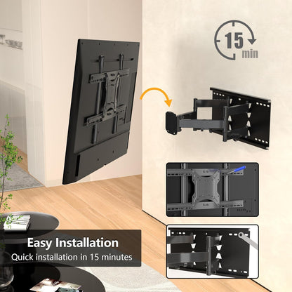 BONTEC TV Wall Mount with Extra Long Articulated Arm for 32-75 Inch TVs, 32.7” Extension, Holds Up to 132lbs, Full Motion Dual Arm Bracket with Tilt, Swivel & Level Adjustment, Max VESA 600x400mm - PuriLite