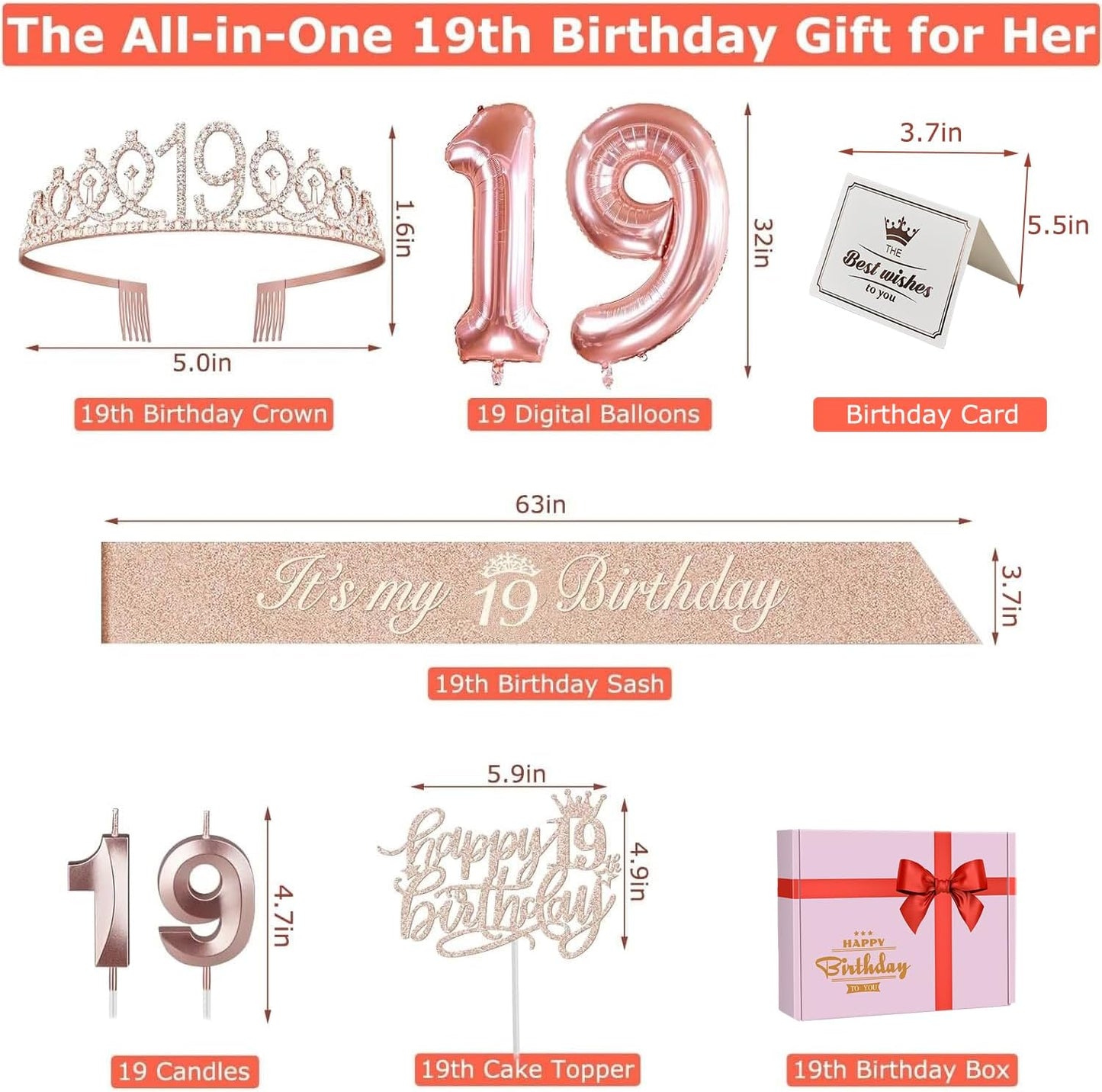 65th Birthday Decorations for Women, Including 65th Birthday Sash and Crown, Cake Topper and Candles, Number Balloons Rose Gold, 65 Year Old Gifts for Women
