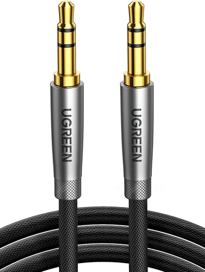 UGREEN Aux Cable 3.5mm, HiFi Aux Cord for Car Braided 3.5mm Extension Male to Male, Audio Stereo Auxiliary Cable Compatible with iPhone, iPad, Galaxy, Tablets, Speaker, 6FT