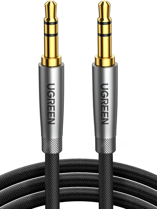 UGREEN Aux Cable 3.5mm, HiFi Aux Cord for Car Braided 3.5mm Extension Male to Male, Audio Stereo Auxiliary Cable Compatible with iPhone, iPad, Galaxy, Tablets, Speaker, 6FT