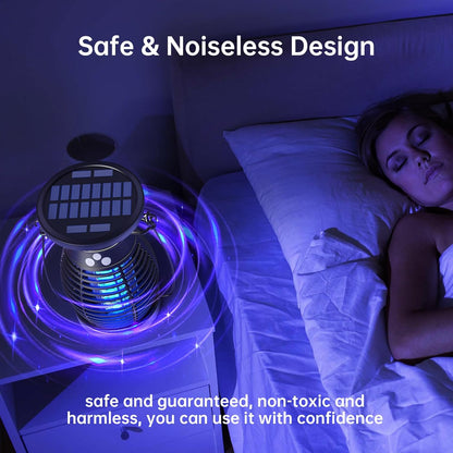 Solar Bug Zapper Indoor, 3 in 1 UV Mosquito Killer Lamp, 4000mAh 4200V Electric Fly Zapper, USB Rechargeable Insect Killer Traps for Office Kitchen Bedroom Garden Camping Outdoor, Black..