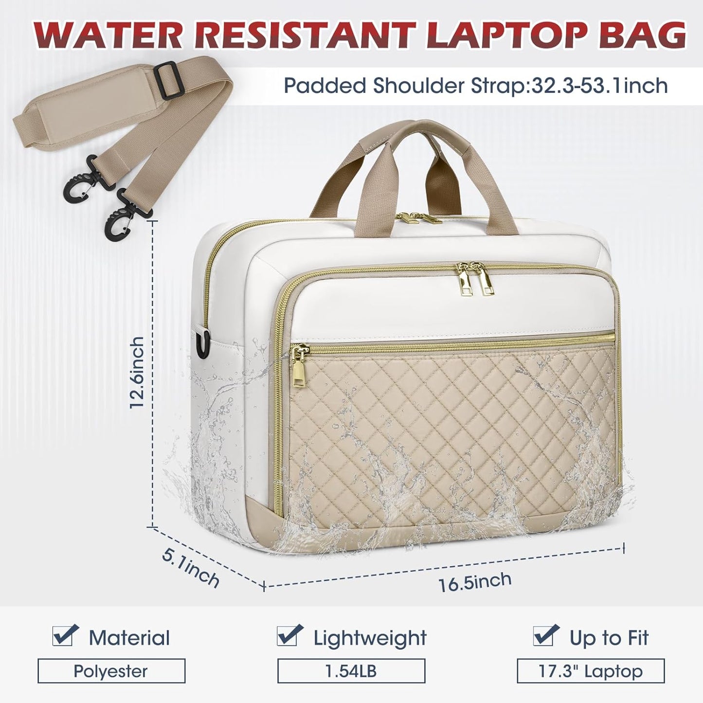 Laptop Bag 17 Inch Laptop Briefcase for Women Waterproof Computer Messenger Bag Professional Laptop Case for Business Work - PuriLite