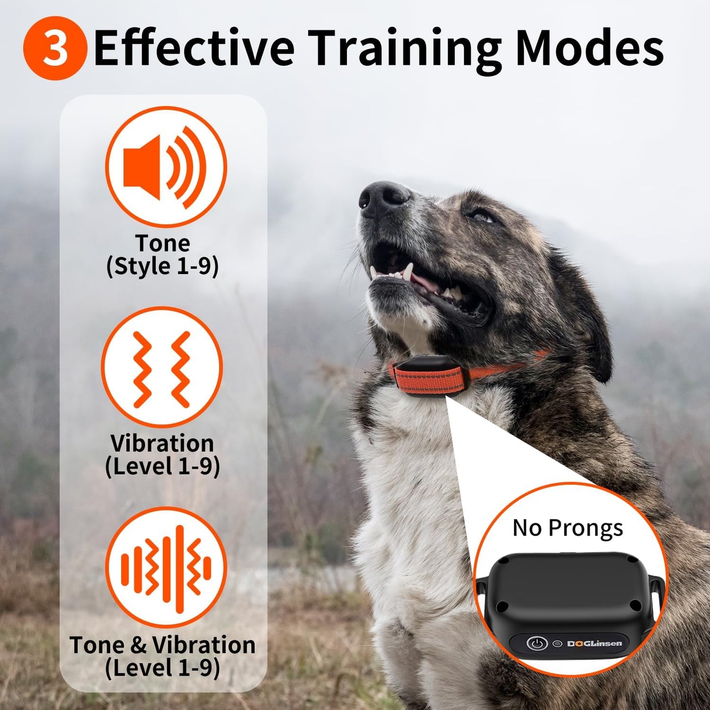 DOGLinsen No Shock Dog Training Collar with Remote 3300ft Range, Vibrating Dog Collar, Vibration Collar for Small Medium Large Dogs, 9 Style Tones and Vibration Collar