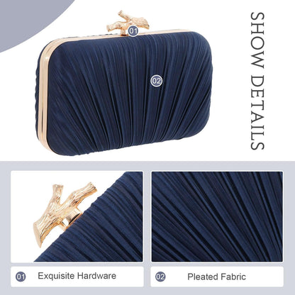 Clutch Purses for Women Evening Bag Pleated Clutch Bag with Chain Party Purses Handbag for Cocktail/Prom/Party/Wedding/Formal