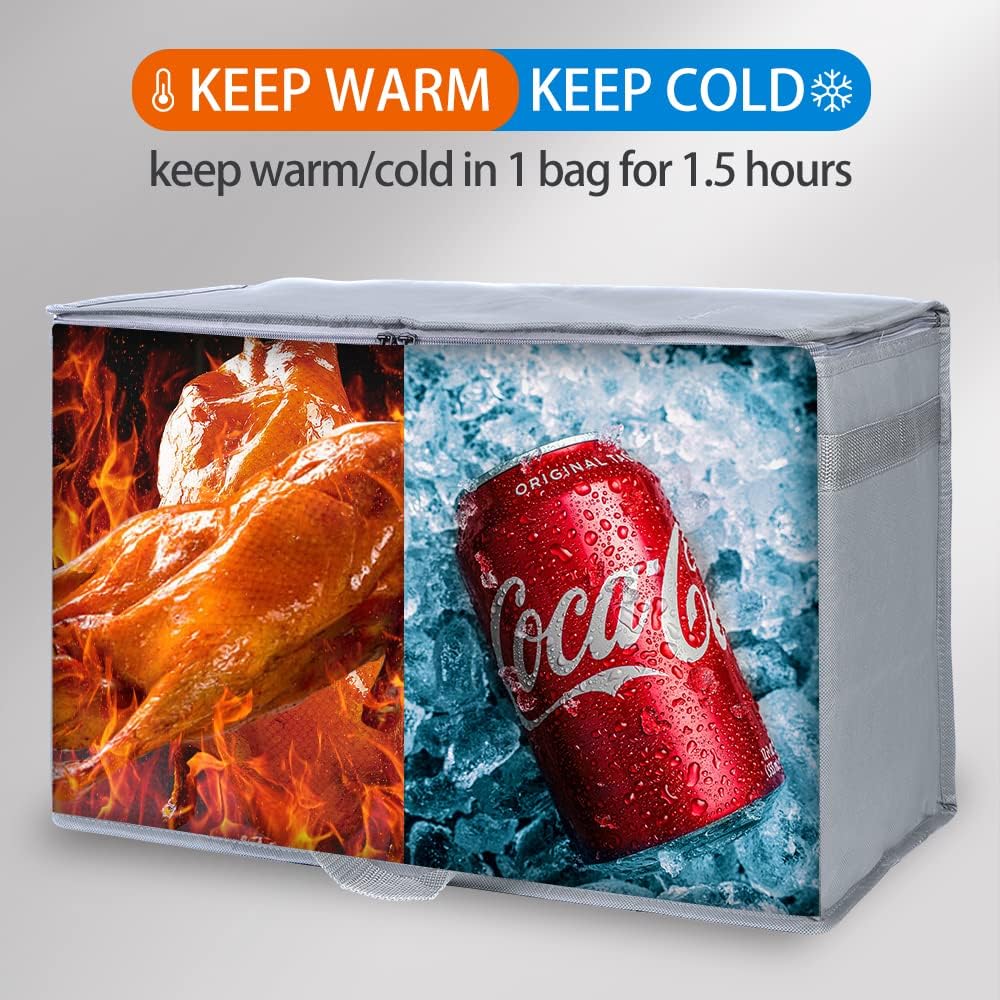 Purilite Select™ Insulated Food Delivery Bag – Extra Large Thermal Carrier for Hot &amp; Cold Food Transport