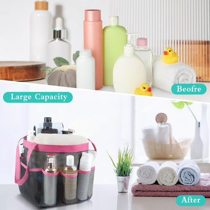 Attmu Mesh Shower Caddy Portable for College Dorm Room Essentials with 8 Pockets, Hanging Shower Caddy Basket Tote Bag Toiletry Accessories for Bathroom