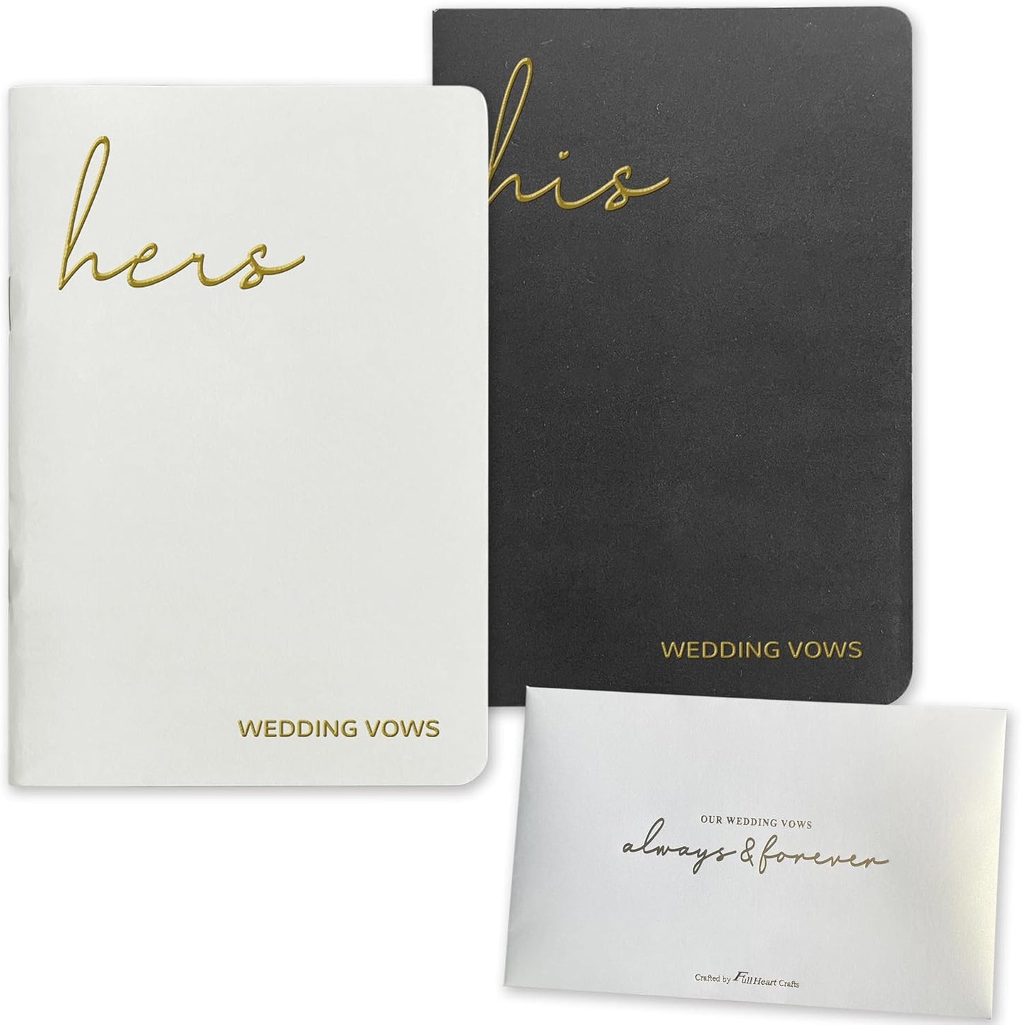 WeddingGiftsWedding Vow Books His and Hers Soft Touch Gold Foil Engraving Vow Books Wedding Essentials Wedding Accessories(TR-HH-Black)