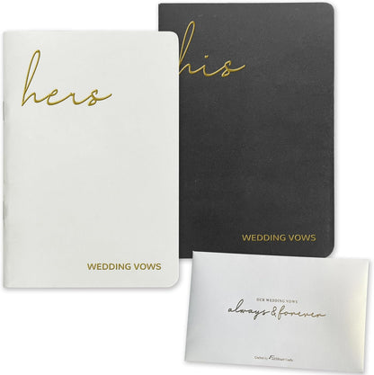 WeddingGiftsWedding Vow Books His and Hers Soft Touch Gold Foil Engraving Vow Books Wedding Essentials Wedding Accessories(TR-HH-Black)