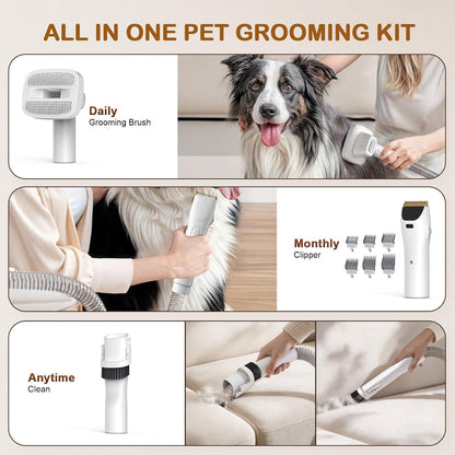 Dog Grooming Vacuum, Dog Grooming Kit, 3 Suction Modes Dog Brush Vacuum with 5 Pet Grooming Tools (Wheaten)