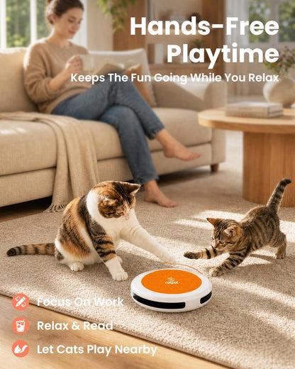 Interactive Cat Toys for Indoor Cats, Automatic Cat Toy with Tap to Wake & Auto Restart Modes, Battery Powered Self Play Toy with Replaceable Swinging String for Hunting & Daily Exercise