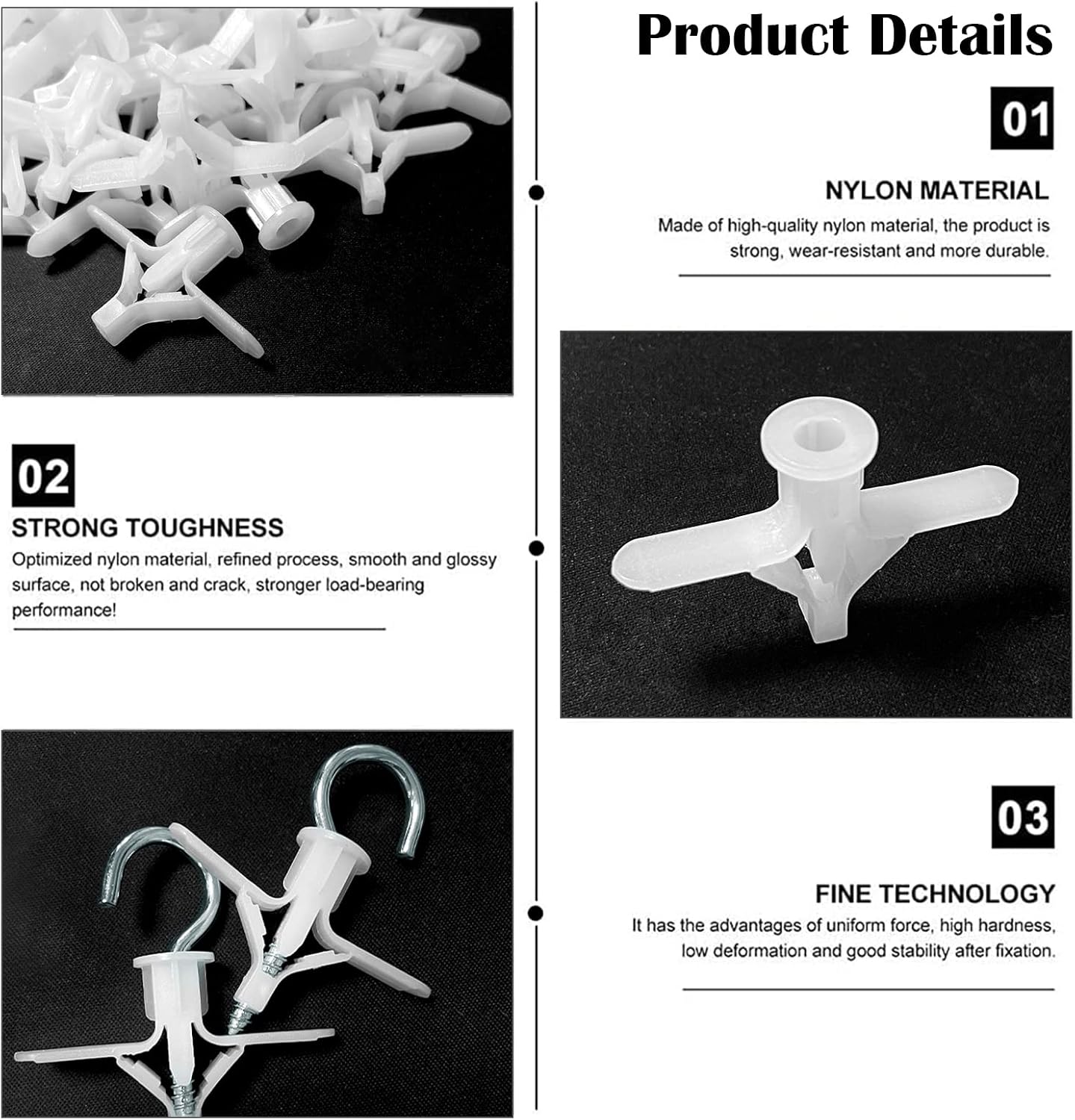 Drywall Anchor kit - Hollow Wall Anchors with Screws ，self-Drilling Hollow Wall Anchor, for Drywall，Nylon - Plastic - Buildex,60pcs (Anchor 30pcs+screw 30pcs)