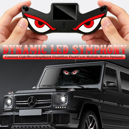 Solar Demon Eye LED Car Wireless Window Light, Eye Light for Windshield Suction Cup Dynamic Windshield Ambient Lamp Solar and USB Powered Lights for SUV, Truck,Van,RV(Red/WhiteEye/Nighttime use)