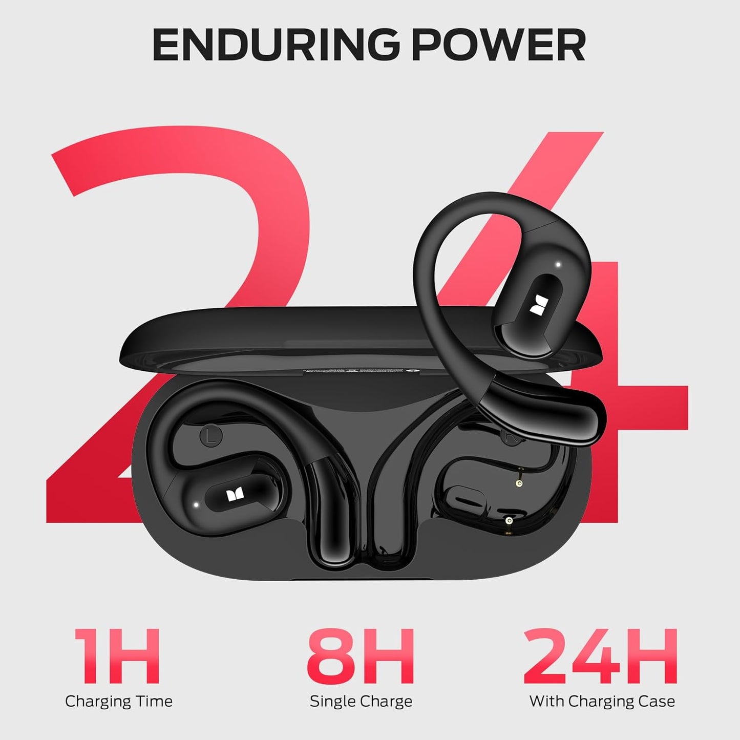 Monster Open Ear AC317 Headphones, Bluetooth 5.4 Wireless Headphones with Stereo Sound, Crystal Clear Calls, 24H Playback, Type-C Charging, Touch Control, Sweat Resistant Open Ear Wireless Earbuds