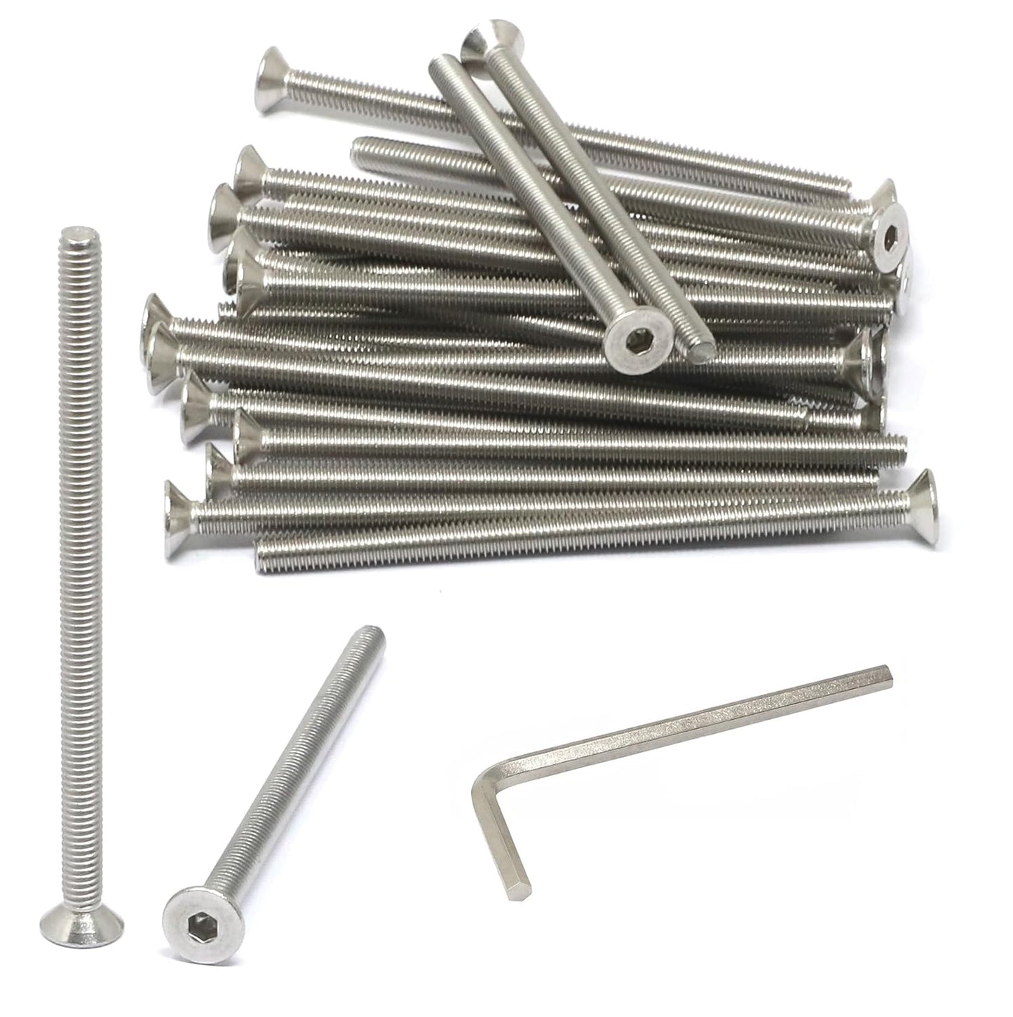 iexcell 5 Pcs M8 x 80mm Thread Pitch 1.25 mm Stainless Steel 304 Hex Socket Flat Head Cap Screws Bolts Kit