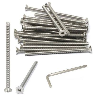iexcell 5 Pcs M8 x 80mm Thread Pitch 1.25 mm Stainless Steel 304 Hex Socket Flat Head Cap Screws Bolts Kit