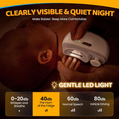 Electric Nail Clipper for Baby with LED Light, 2-in-1 Rechargeable Newborn Nail Trimmer with Scraps Storage, 2 Speeds Nail File for Kid Toddler Infant Adult Nail Care