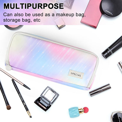Big Capacity Pencil Case, OLIYuMi 3 Compartment Pencil Pouch Pencil Bag Storage Box Stationery Organizer Makeup Bag with Zipper Closure for Student Office College Boys and Girls (Pink)
