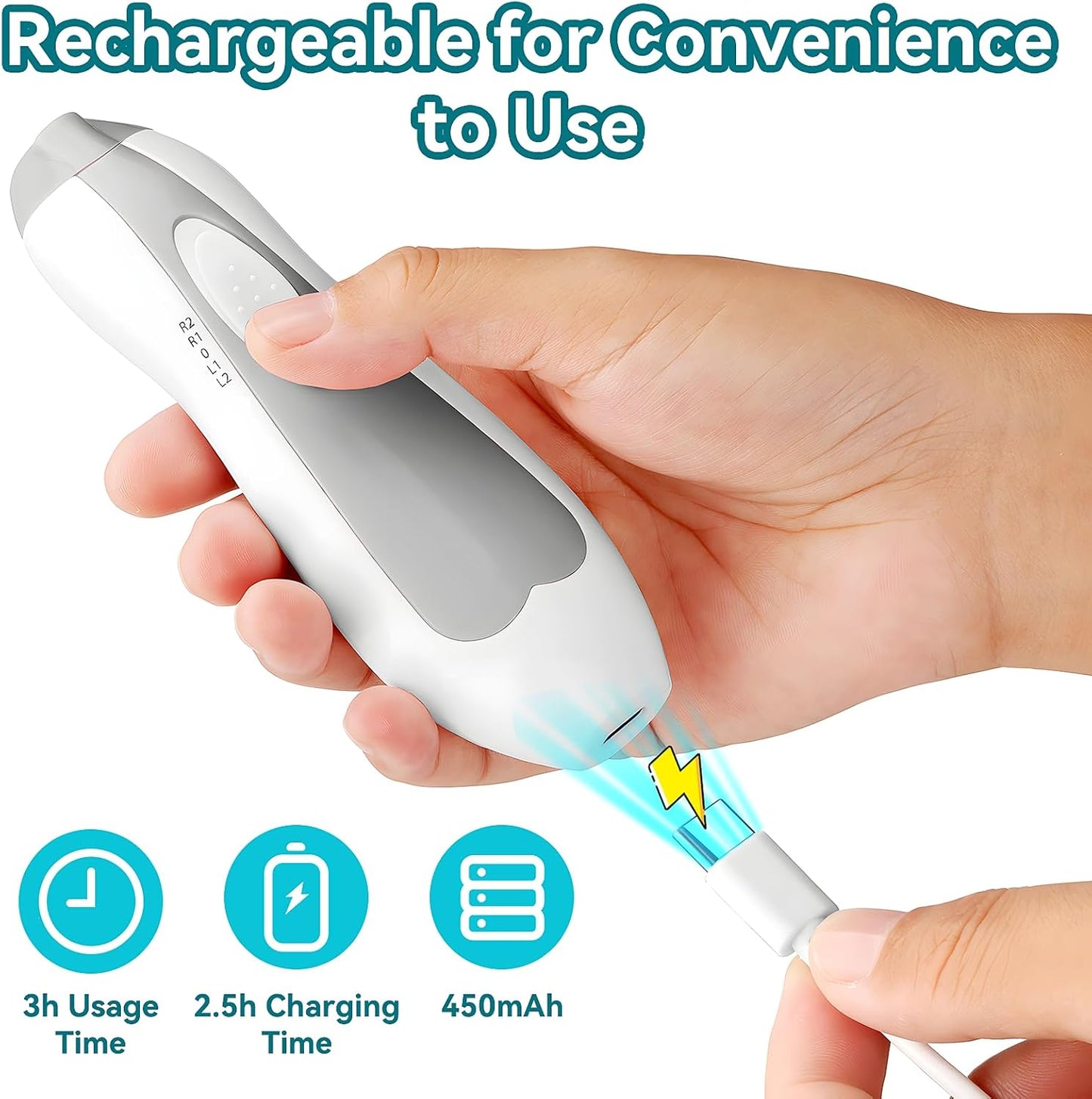 Qunlions life Electric Nail File Drill for Baby, No Sharp Claws Hurt, 6 in 1 Safety Cutter Trimmer Clipper for Toes and Fingers (Blue)