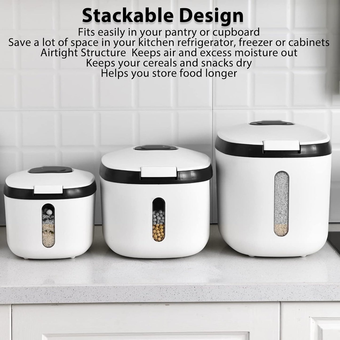 Rice Container, Bug Proof Rice Storage Bin, Odorless Airtight Rice Box with Clear Window for Grains Sugar Flour (S Gray (5kg/11.0lb))