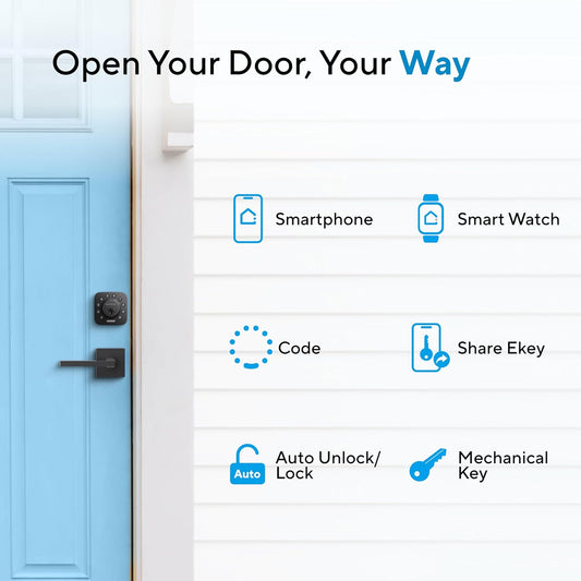 ULTRALOQ U-Bolt Smart Lock, 5-in-1 Keyless Entry Door Lock with App and Keypad, Smart Door Lock Front Door, Bluetooth Deadbolt Lock, ANSI Grade 1 Certified, IP65 Waterproof, Black - PuriLite