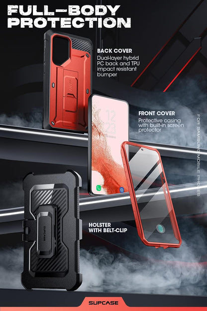 SUPCASE Unicorn Beetle Pro Case for Samsung Galaxy S23 Ultra 5G (2023), [Extra Front Frame] Full-Body Dual Layer Rugged Belt-Clip & Kickstand Case with Built-in Screen Protector (Black)