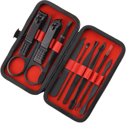 Manicure Set Nail Clippers Pedicure Kit -7PCS Stainless Steel Manicure Kit, Professional Grooming Kits, Nail Care Tools with Luxurious Travel Leather Case Gift Box (7, Black)
