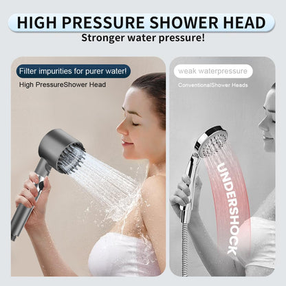 Ion Drops Shower Head with High Pressure (Clean Tub & Pet), Multi-Mode Showerheads with 60 Inch Hose, Filtered Showerhead Remove Chlorine, Massageable Shower Heads with ON/Off Switch, Gray