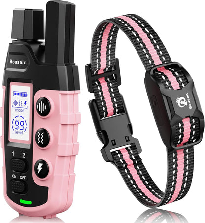 Bousnic Dog Shock Collar - 3300Ft Dog Training Collar with Remote for 5-120lbs Small Medium Large Dogs Rechargeable Waterproof e Collar with Beep (1-8), Vibration(1-16), Safe Shock(1-99) Modes (Blue)
