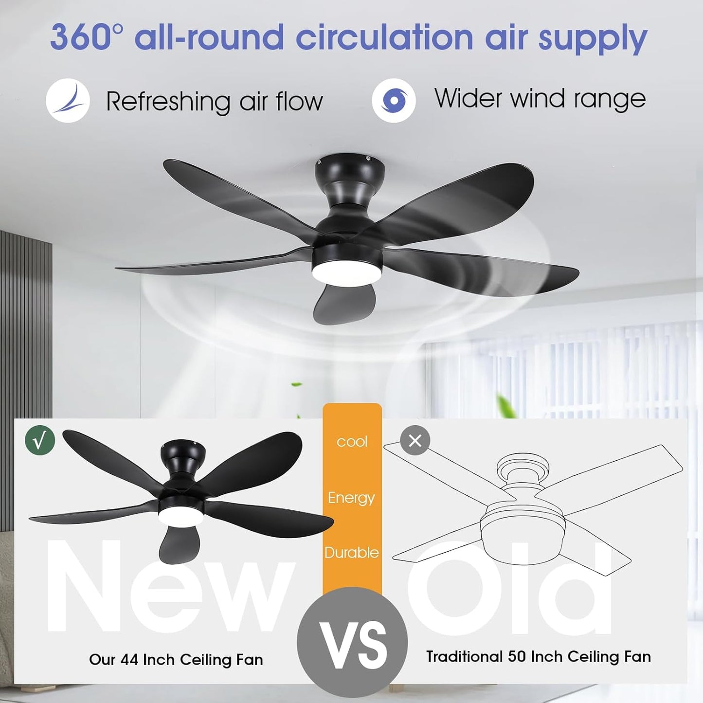Modern Ceiling Fans with Lights Remote/APP Control, 29" Flush Mount Ceiling Fans with 3 CCT Dimmable Lights, Low Profile Ceiling Fans with 5 Propeller Blades LED Lights for Kids Room Bedroom, Brown - PuriLite