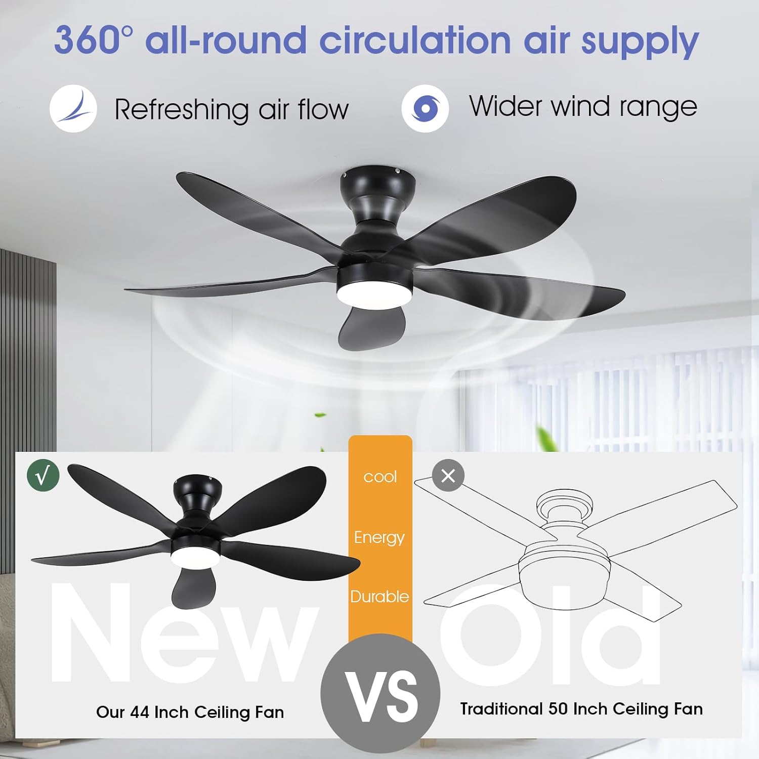 Modern Ceiling Fans with Lights Remote/APP Control, 29" Flush Mount Ceiling Fans with 3 CCT Dimmable Lights, Low Profile Ceiling Fans with 5 Propeller Blades LED Lights for Kids Room Bedroom, Brown - PuriLite