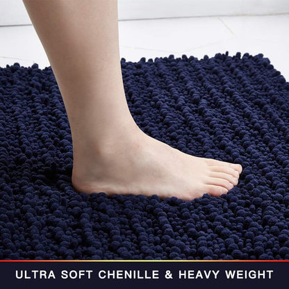 Walensee Bathroom Rug Non Slip Bath Mat (24x17 Inch Blush) Water Absorbent Super Soft Shaggy Chenille Machine Washable Dry Extra Thick Perfect Absorbant Best Small Plush Carpet for Shower Floor
