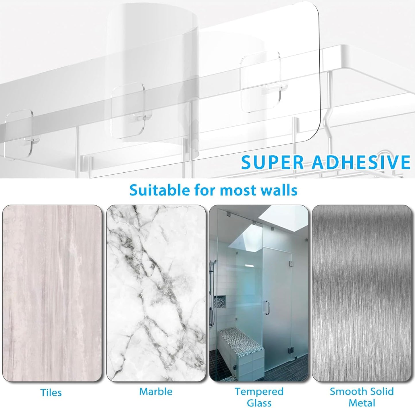 MOFOROCO 3-Pack Shower Caddy Basket Shelf with Soap Holder, No Drilling Traceless Adhesive Shower Wall Shelves, Rustproof Black Bathroom Shower Storage Organizer…